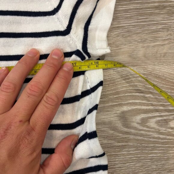 Jones New York Sport Henley Top Size L Striped Cap Sleeves Cotton Blend - Picture 7 of 7